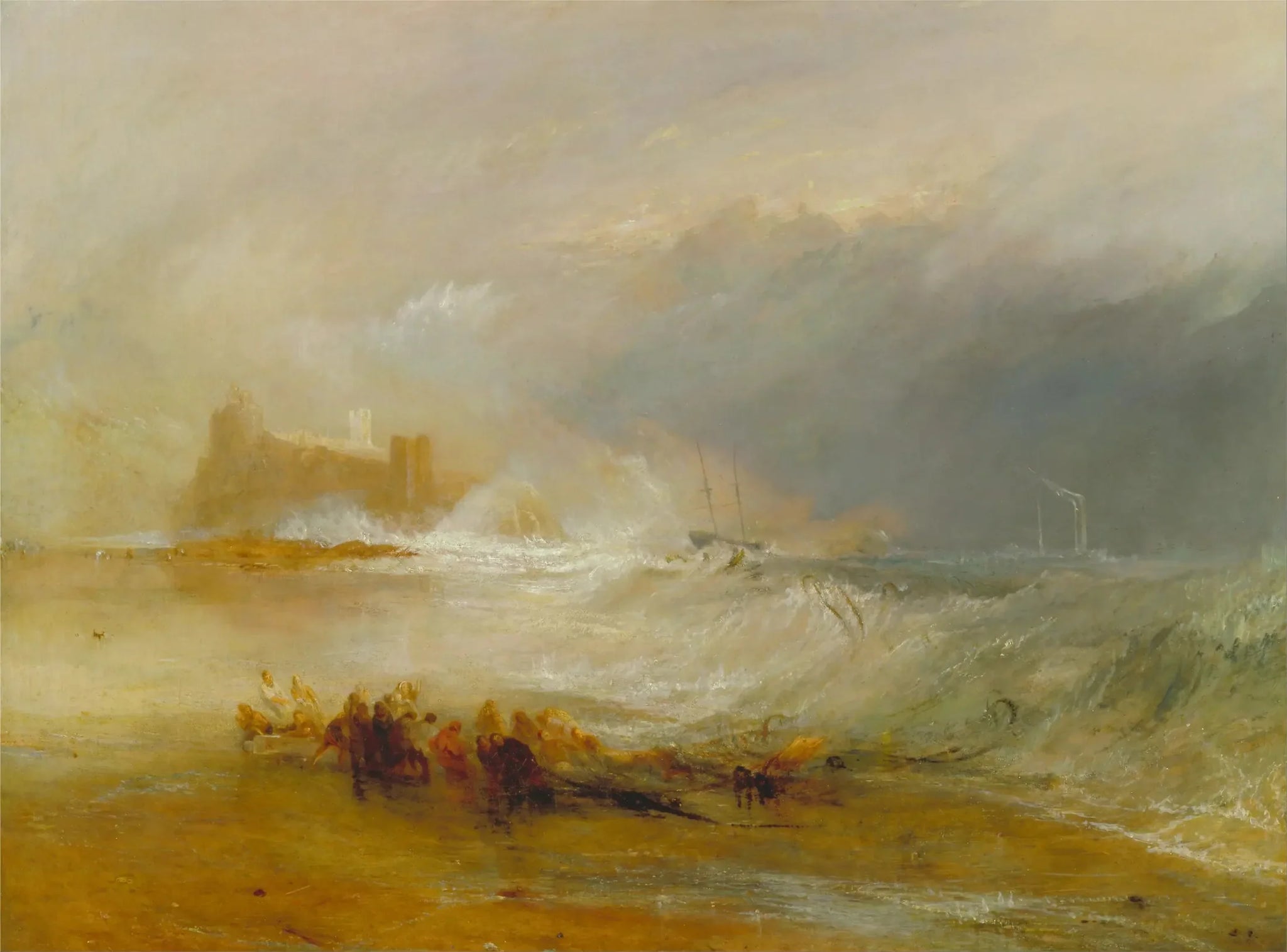 Wreckers -- Coast of Northumberland, with a Steam-Boat Assisting a Ship off Shore - J. M. W. Turner image 1 tableau peint à l’huile sur toile