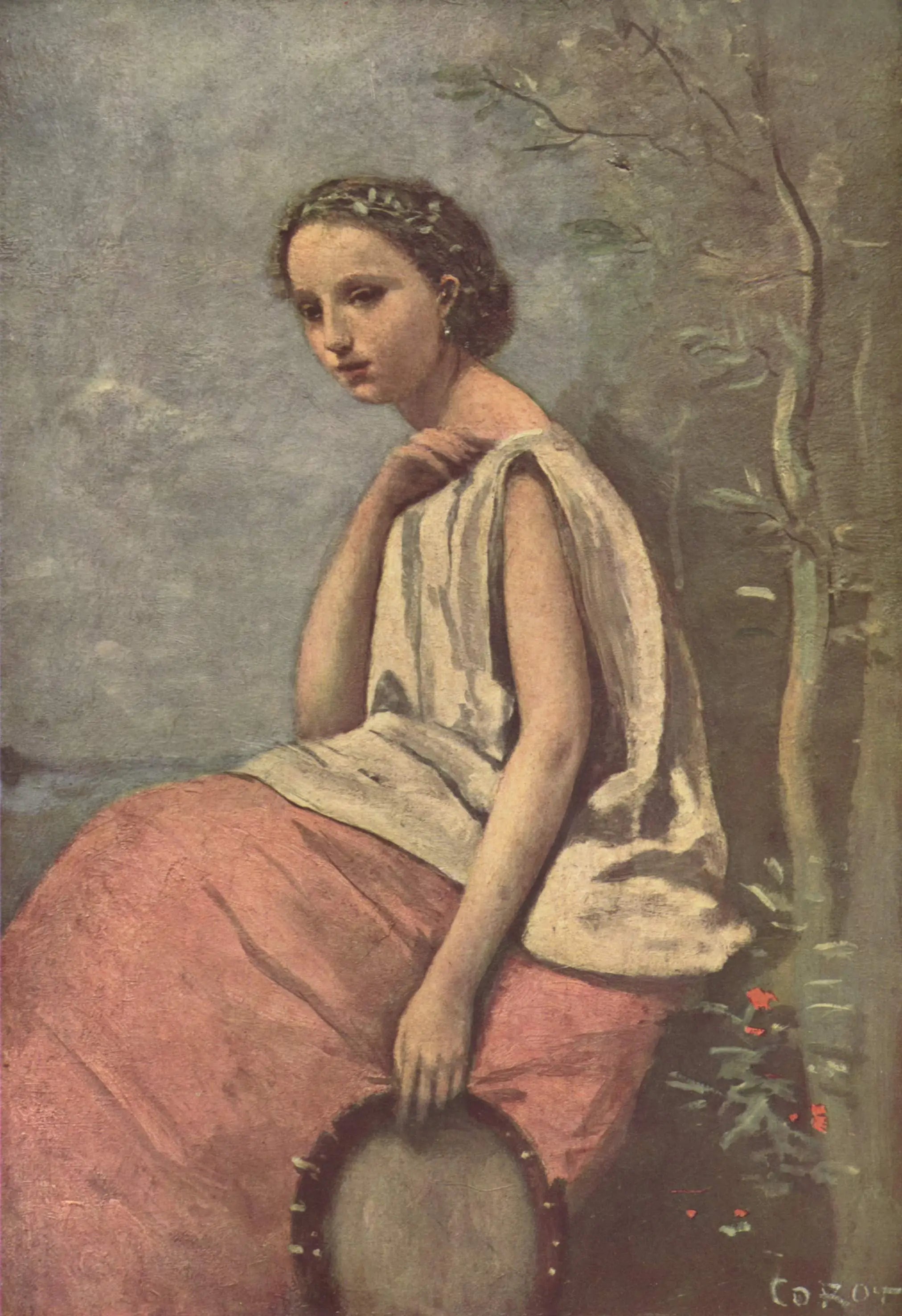 Zingara au tambour de basque - Jean-Baptiste Camille Corot - Alpha Reproduction