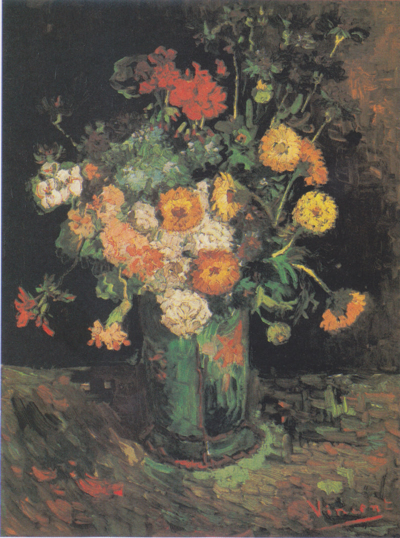 Zinnie e gerani in un vaso - Vincent van Gogh